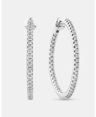 Michael Hill - Hoop Earrings With 0.50 Carat TW Of Diamonds in 10kt White Gold - Jewellery (White) Hoop Earrings With 0.50 Carat TW Of Diamonds in 10kt White Gold