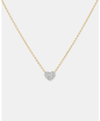 Michael Hill - Mini Puff Heart Necklace with .12TW of Diamonds in 10kt Yellow Gold and Rhodium - Jewellery (Yellow) Mini Puff Heart Necklace with .12TW of Diamonds in 10kt Yellow Gold and Rhodium
