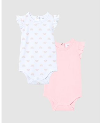 Milky - Frill Bubbysuit Bundle  Babies - All onesies (White & Blossom Pink) Frill Bubbysuit Bundle- Babies