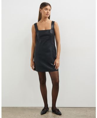 Minima Esenciales - Astri Leather Look Mini Dress - Dresses (Black) Astri Leather Look Mini Dress