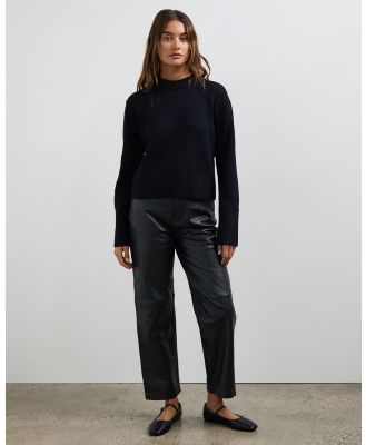 Minima Esenciales - Dani Cropped Leather Pants - Pants (Black) Dani Cropped Leather Pants