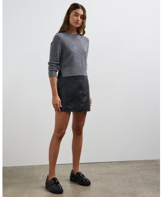 Minima Esenciales - Lena Leather Mini Skirt - Leather skirts (Black) Lena Leather Mini Skirt