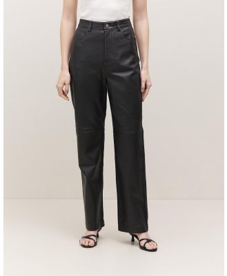 Minima Esenciales - Margo Straight Stitch Detail Leather Pants - Pants (Black) Margo Straight Stitch Detail Leather Pants