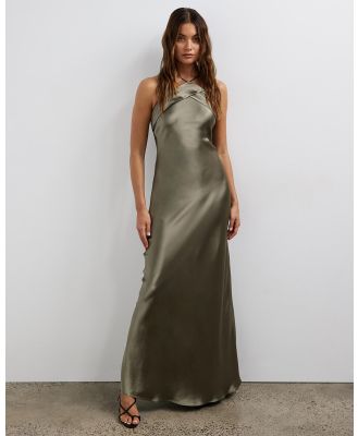 Minima Esenciales - Marlo Satin Maxi Dress - Bridesmaid Dresses (Olive Green) Marlo Satin Maxi Dress