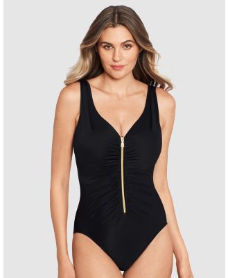 Miraclesuit Swimwear  - Razzle Dazzle Zipt Zip Front Shaping Swimsuit - One-Piece / Swimsuit (Black) Razzle Dazzle Zipt Zip Front Shaping Swimsuit