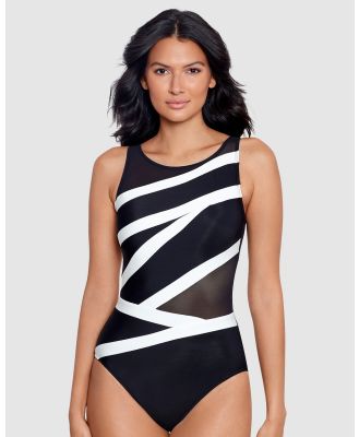 Miraclesuit Swimwear  - Spectra Somerpointe High Neck One Piece Shaping Swimsuit - One-Piece / Swimsuit (Black/White) Spectra Somerpointe High Neck One Piece Shaping Swimsuit