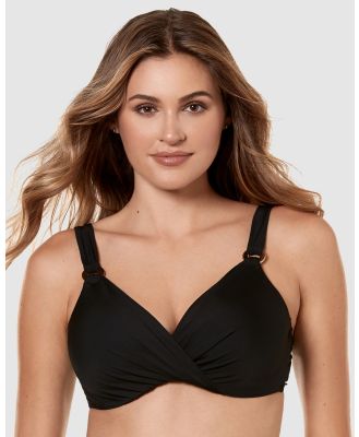 Miraclesuit Swimwear  - Underwired Wide Strap Plunge Bikini Top - Bikini Set (Black) Underwired Wide Strap Plunge Bikini Top