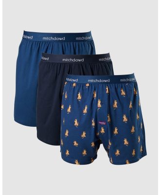 Mitch Dowd - Dog & Bone Cotton Loose Fit Knit Boxer Shorts 3 Pack   Denim - Multi-Packs (Blue) Dog & Bone Cotton Loose Fit Knit Boxer Shorts 3 Pack - Denim
