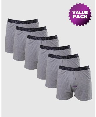 Mitch Dowd - Loose Fit Knit Cotton Boxer Shorts Value 6 Pack   Grey Marle - Multi-Packs (Grey) Loose Fit Knit Cotton Boxer Shorts Value 6 Pack - Grey Marle