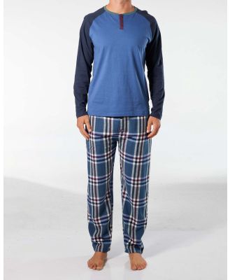 Mitch Dowd - Ricky Cotton Flannel Long Pyjama Set   Blue - Two-piece sets (Blue) Ricky Cotton Flannel Long Pyjama Set - Blue