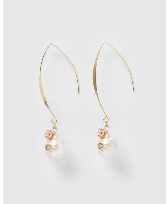 Miz Casa and Co - Charlie Drop Pearl Embellished Earrings - Jewellery (Pink Gold) Charlie Drop Pearl Embellished Earrings