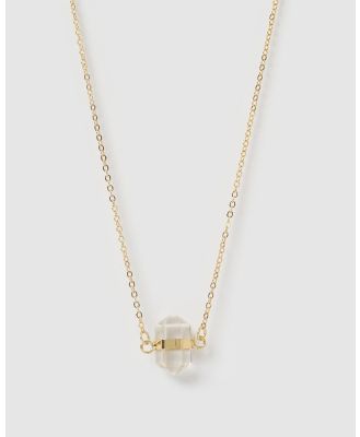 Miz Casa and Co - Mini Avery Necklace - Jewellery (Clear Quartz Gold) Mini Avery Necklace
