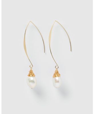 Miz Casa and Co - Nadia Simple Drop Earrings Gold Pearl - Jewellery (Gold Pearl) Nadia Simple Drop Earrings Gold Pearl