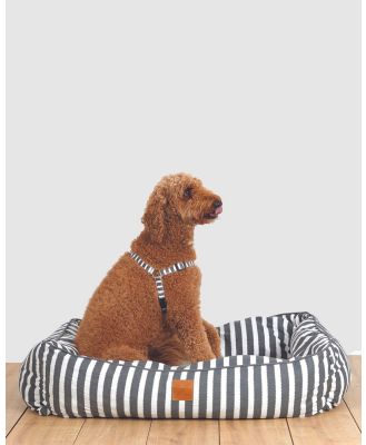 Mog & Bone - Bolster Dog Bed    Charcoal Hampton Stripe - Home (CHARCOAL HAMPTONS STRIPE) Bolster Dog Bed  - Charcoal Hampton Stripe