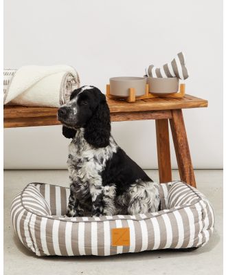 Mog & Bone - Bolster Dog Bed    Latte Hampton Stripe Print - Home (LATTE HAMPTONS STRIPE) Bolster Dog Bed  - Latte Hampton Stripe Print