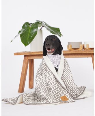 Mog & Bone - Dog Fleece Pet Blanket  Mocha Wave - Home (White) Dog Fleece Pet Blanket- Mocha Wave