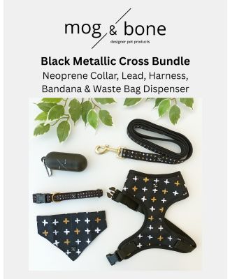 Mog & Bone - Neoprene Dog Bundle  Black Metallic Cross - Home (Black) Neoprene Dog Bundle- Black Metallic Cross