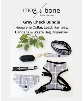 Mog & Bone - Neoprene Dog Bundle  Grey Check - Home (Grey) Neoprene Dog Bundle- Grey Check