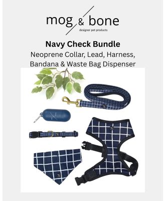 Mog & Bone - Neoprene Dog Bundle  Navy Check - Home (Navy) Neoprene Dog Bundle- Navy Check