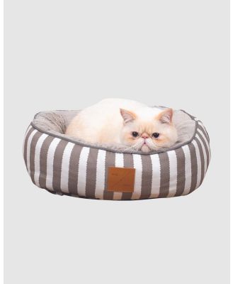 Mog & Bone - Reversible Cat Bed   Latte Hamptons Stripe Print - Home (LATTE HAMPTONS STRIPE) Reversible Cat Bed - Latte Hamptons Stripe Print