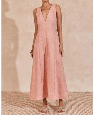 MON RENN - Kahlo Linen Midi Dress - Dresses (Rose Pink) Kahlo Linen Midi Dress