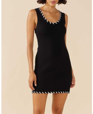 MON RENN - Outline Knit Mini Dress   ICONIC EXCLUSIVE - Dresses (Black & Ivory) Outline Knit Mini Dress - ICONIC EXCLUSIVE