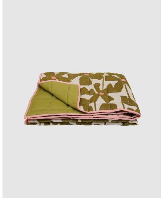 Mosey Me - Olive Poppy Quilted Throw - Home (Berry) Olive Poppy Quilted Throw