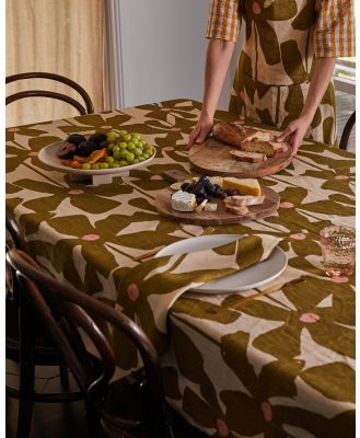 Mosey Me - Olive Poppy Tablecloth - Home (Orange) Olive Poppy Tablecloth