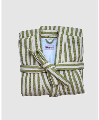 Mosey Me - Seersucker Stripe Quilted Robe - Sleepwear (Pistachio) Seersucker Stripe Quilted Robe