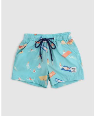 Mosmann - Cabana Boy Swim Shorts   Kids - Swimwear (Blue Green) Cabana Boy Swim Shorts - Kids