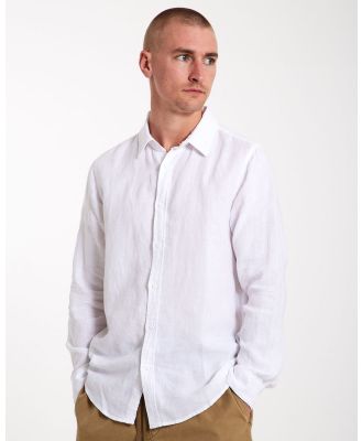 Mr Simple - Linen Long Sleeve Shirt - Shirts & Polos (White) Linen Long Sleeve Shirt
