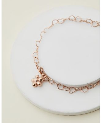 My Little Silver - Flickering Flower Chain Of Hearts Charm Bracelet 16cm - Jewellery (Rose Gold) Flickering Flower Chain Of Hearts Charm Bracelet 16cm