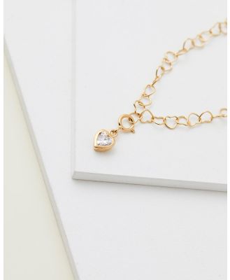 My Little Silver - Sparkle Heart Chain of Hearts Charm Bracelet 16cm - Jewellery (Yellow Gold) Sparkle Heart Chain of Hearts Charm Bracelet 16cm