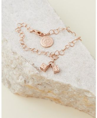 My Little Silver - Twinning Dice Chain of Hearts Charm Bracelet 18cm - Jewellery (Rose Gold) Twinning Dice Chain of Hearts Charm Bracelet 18cm