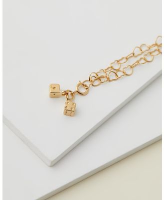 My Little Silver - Twinning Dice Chain of Hearts Charm Bracelet 18cm   Yellow Gold - Jewellery (Yellow Gold) Twinning Dice Chain of Hearts Charm Bracelet 18cm - Yellow Gold