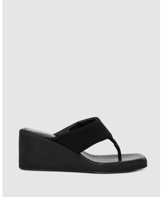 Nakedvice - The Lottie Black Wedge - All thongs (Black) The Lottie Black Wedge