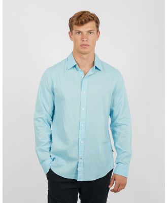 NAUTICA - J Class Collection Long Sleeve Linen Shirt - Shirts & Polos (BLUE) J Class Collection Long Sleeve Linen Shirt