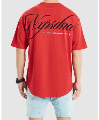 Nena & Pasadena - Encrypted Heavy Box Fit Scoop Tee - Short Sleeve T-Shirts (Poppy Red) Encrypted Heavy Box Fit Scoop Tee
