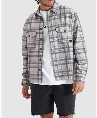Nena & Pasadena - Solid Relaxed Overshirt - Shirts & Polos (Castlerock & Frost Grey Check) Solid Relaxed Overshirt