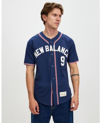 New Balance - Sportswear's Greatest Hits Baseball Jersey - Shirts & Polos (Navy) Sportswear's Greatest Hits Baseball Jersey