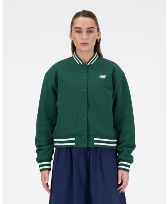 New Balance - Sportswear's Greatest Hits Varsity Jacket - Coats & Jackets (Nightwatch Green) Sportswear's Greatest Hits Varsity Jacket