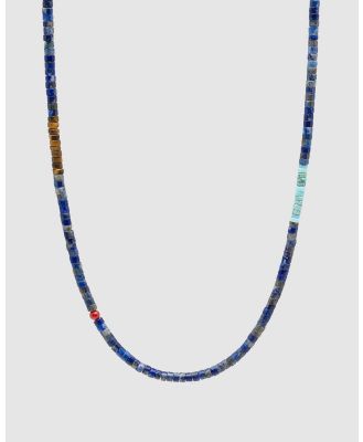 Nialaya Jewellery - Blue Lapis Heishi Necklace with Tiger Eye and Turquoise - Jewellery (Blue) Blue Lapis Heishi Necklace with Tiger Eye and Turquoise