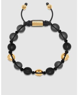 Nialaya Jewellery - Men's Beaded Bracelet with Hematite, Matte Onyx, and Gold - Jewellery (grey) Men's Beaded Bracelet with Hematite, Matte Onyx, and Gold