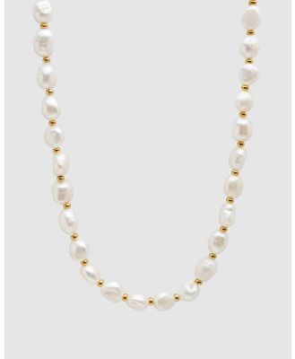 Nialaya Jewellery - Men's Beaded Choker with Baroque Pearls - Jewellery (White) Men's Beaded Choker with Baroque Pearls