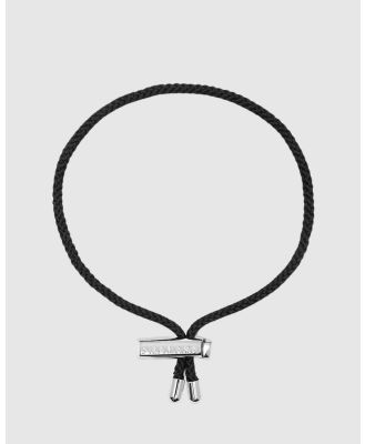 Nialaya Jewellery - Men's Black String Bracelet with Adjustable Silver Lock - Jewellery (Black) Men's Black String Bracelet with Adjustable Silver Lock