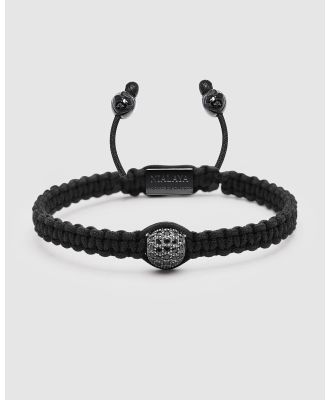 Nialaya Jewellery - Men's Black String Bracelet with Black CZ Bead - Jewellery (Black) Men's Black String Bracelet with Black CZ Bead