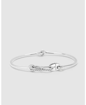 Nialaya Jewellery - Men's Delicate Sterling Silver Bangle with Hook Clasp - Jewellery (Silver) Men's Delicate Sterling Silver Bangle with Hook Clasp