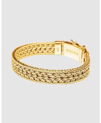 Nialaya Jewellery - Men's Gold Braided Chain Bracelet - Jewellery (gold) Men's Gold Braided Chain Bracelet