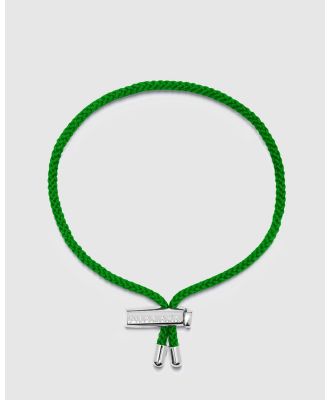 Nialaya Jewellery - Men's Green String Bracelet with Adjustable Silver Lock - Jewellery (green) Men's Green String Bracelet with Adjustable Silver Lock