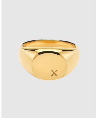 Nialaya Jewellery - Men's Limited Edition X Engraved Ring - Jewellery (Gold) Men's Limited Edition X Engraved Ring